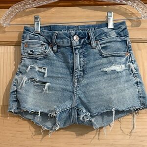 American Eagle Outfitters Women's Ripped Jean Shorts - Light Blue